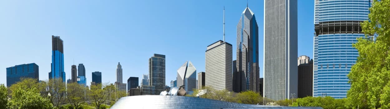The Chicago skyline from Millennium Park