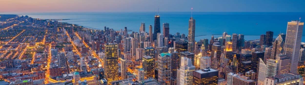 Chicago skyline in the evening