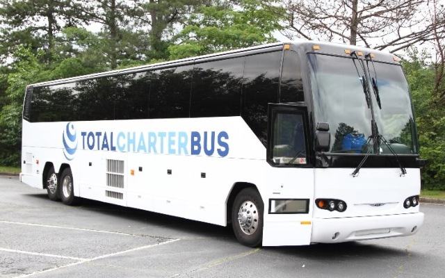 A 56-passenger charter bus