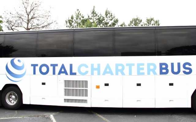 A 56-passenger charter bus