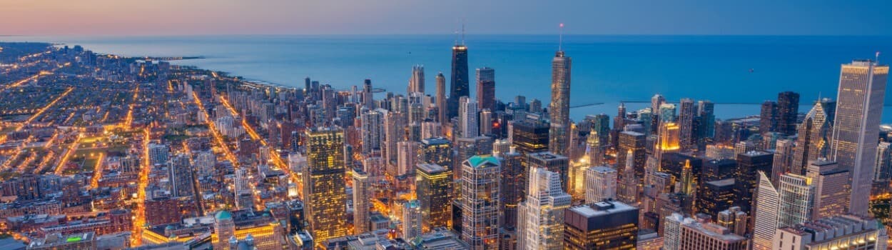 Chicago skyline in the evening